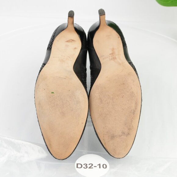 Ann Taylor Womens Boots Size 9 Black Leather Snake High Heel Elegant Booties - Picture 8 of 11